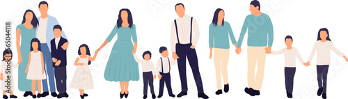 parents and children in flat style  isolated vector