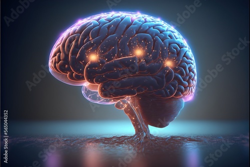 3D medical Brain concept for business and neuroscience approaches created with generative ai technology 
