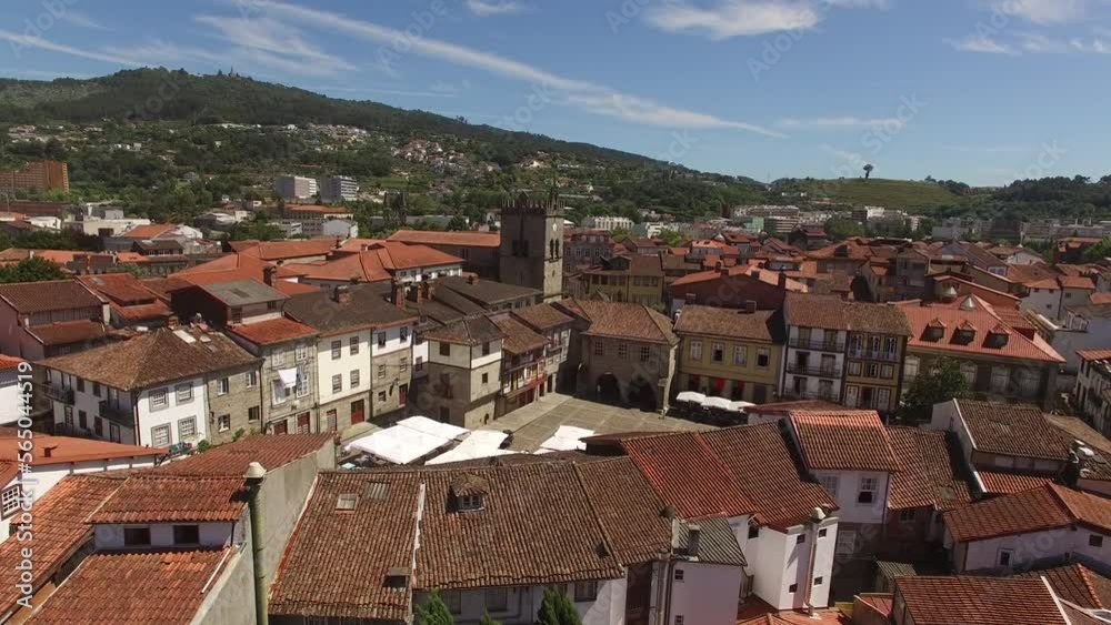 Guimarães historic town centre Aerial View