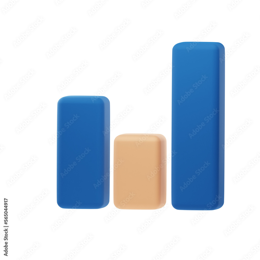 Realistic Statistics graph 3D . Concept of Statistics graph on isolated on minimal background . 3d Rendering Realistic Statistics graph 3D . Concept of Statistics graph on isolated on minimal background . 3d Rendering