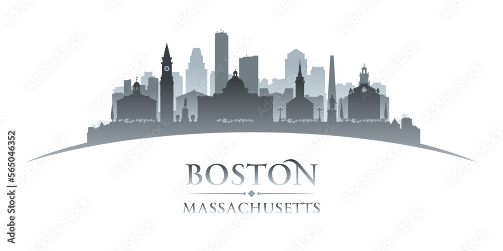 Boston Massachusetts city silhouette white background