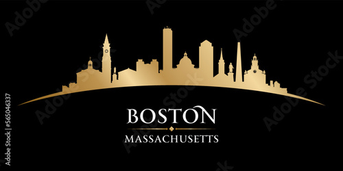Boston Massachusetts city silhouette black background