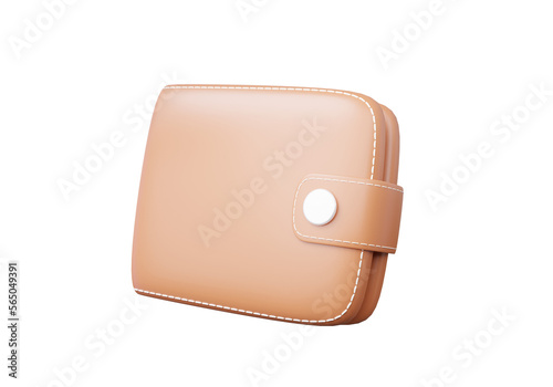 3D wallet brown icon floating with cashback concept. finance saving online payment  cartoon minimal style isolated  banner  3d render illustration symbol element