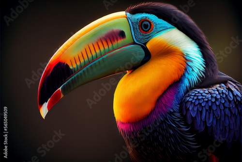 Portrait of a tropical toucan bird. Generative AI © Pixel Matrix