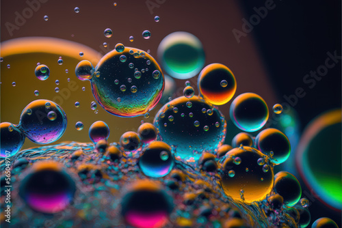 Colorful hydrophobic molecules in super macro photography. photo