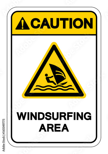 Caution Windsurfing Area Symbol Sign, Vector Illustration, Isolate On White Background Label. EPS10