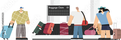 arrival hall at baggage conveyor belt while passenger grab their luggage in airport termminal area