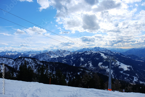 Panorama Bick auf die Winterlichen Alpen