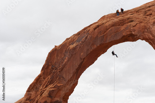 Rappelling off of the Carona Arch in Moab, UT. photo