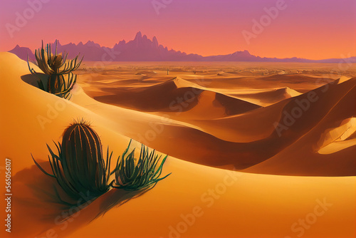  dunes cactus desert illustrator background Generative AI Content by Midjourney © simon