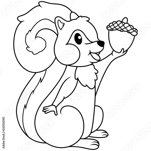 Cartoon squirrel holding a nut 
