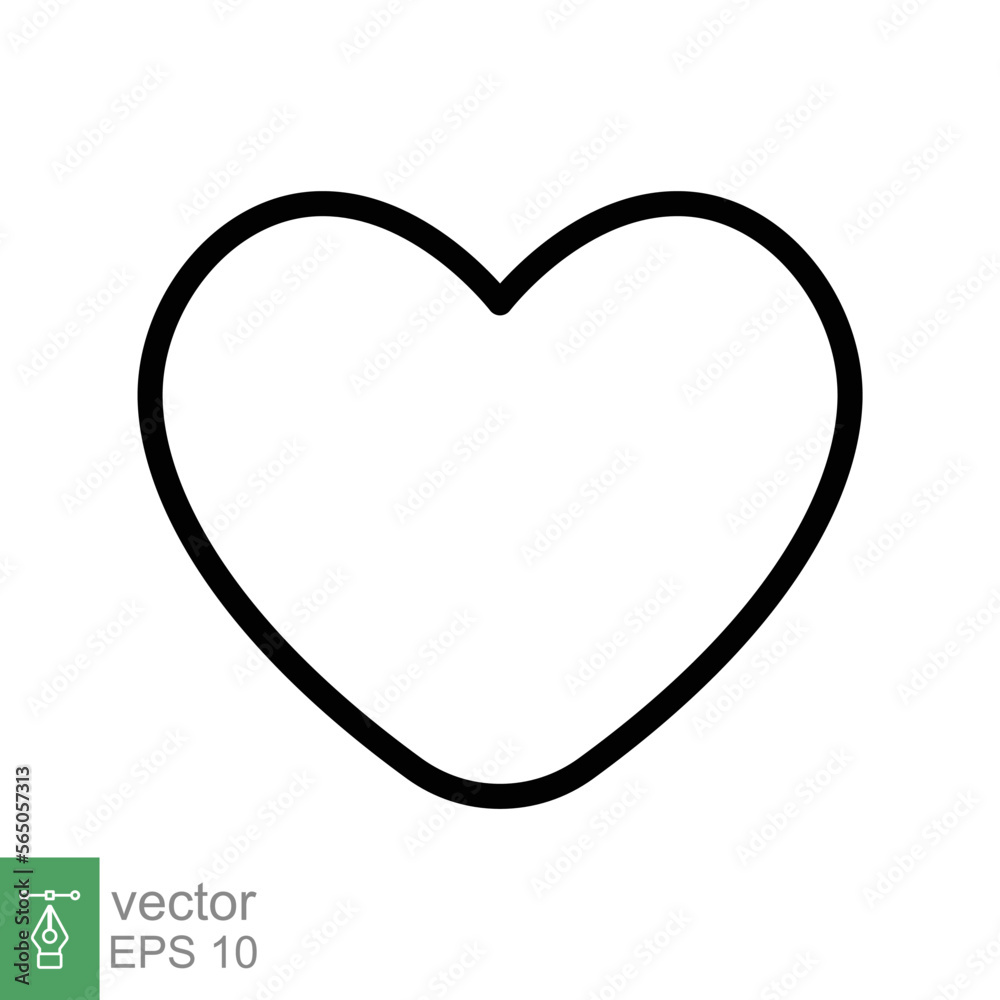 Heart icon. Simple outline style. Love logo, feeling, romance, weeding decoration, like, emotion concept. Black thin line symbol. Vector illustration design isolated on white background. EPS 10. Heart icon. Simple outline style. Love logo, feeling, romance, weeding decoration, like, emotion concept. Black thin line symbol. Vector illustration design isolated on white background. EPS 10.