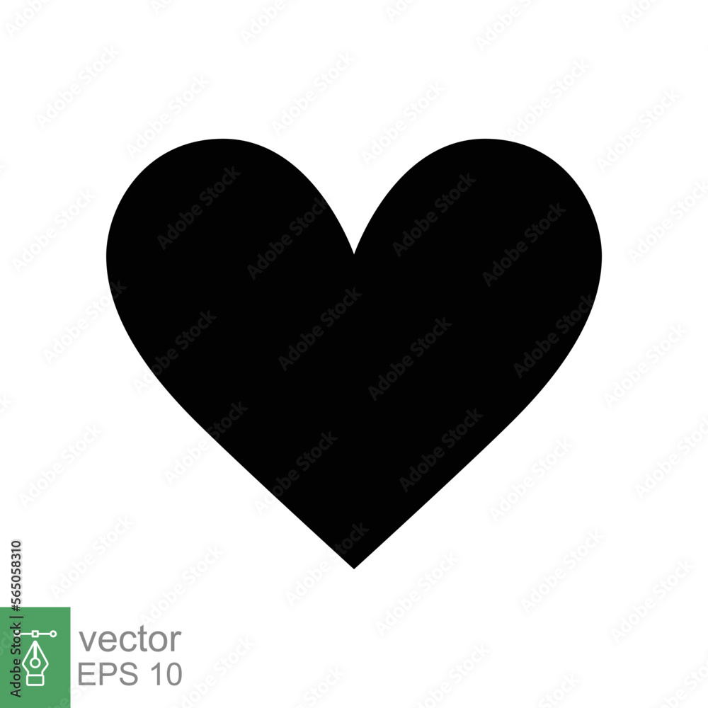 Heart icon. Simple flat style. Love logo, feeling, romance, weeding decoration, like, emotion concept. Black silhouette, glyph symbol. Vector illustration design isolated on white background. EPS 10. Heart icon. Simple flat style. Love logo, feeling, romance, weeding decoration, like, emotion concept. Black silhouette, glyph symbol. Vector illustration design isolated on white background. EPS 10.