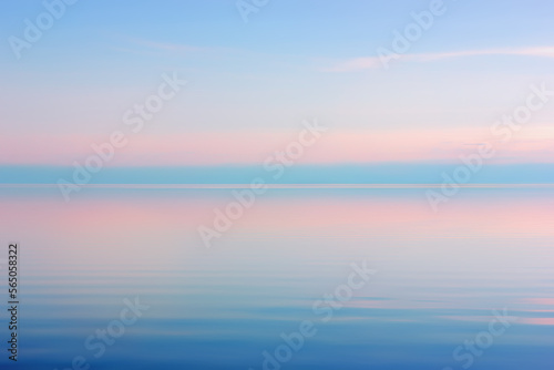 Scenic View of Sea Against Sky in Blue With Pink Colors Before Sunset