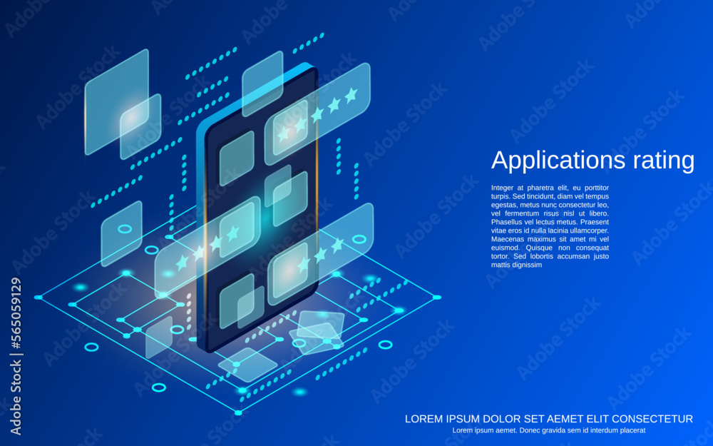 Application rating flat 3d isometric vector concept illustration Application rating flat 3d isometric vector concept illustration