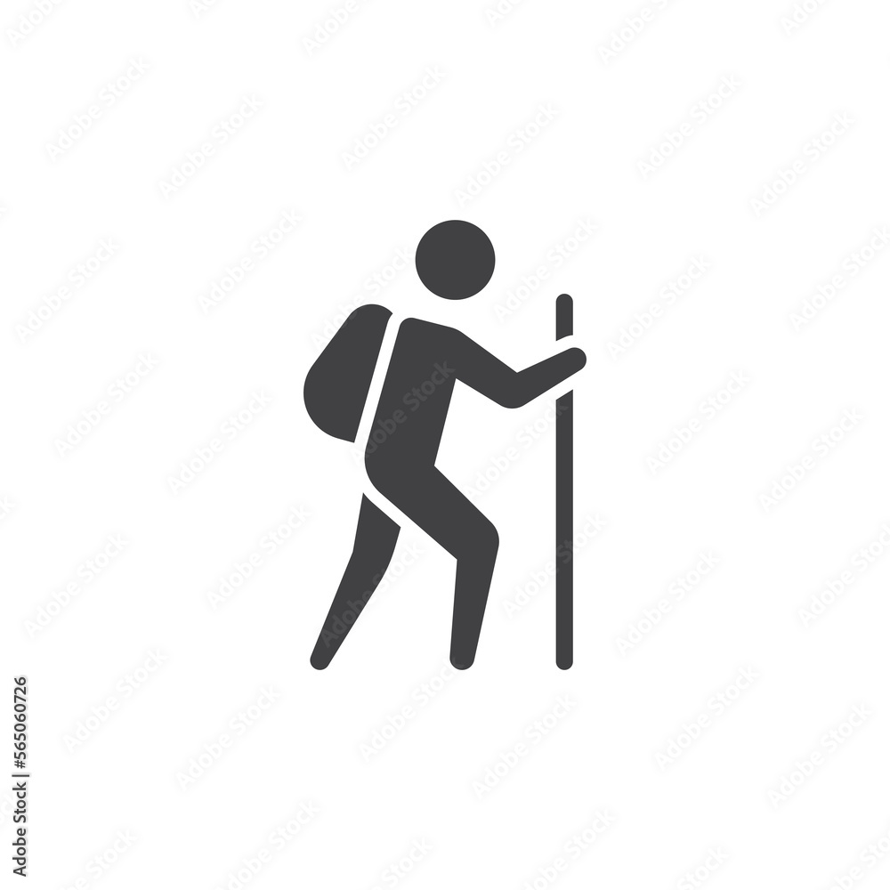 Man hiking glyph icon. linear style sign for mobile concept and web design.