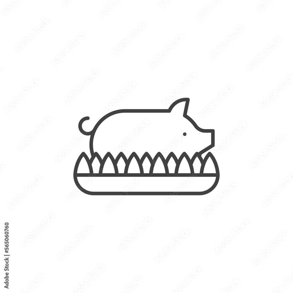 Roasted Pork line icon. linear style sign for mobile concept and web design. Roasted Pork line icon. linear style sign for mobile concept and web design.