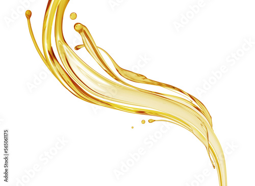 Splashes of oily liquid. Organic or motor oil on a white background