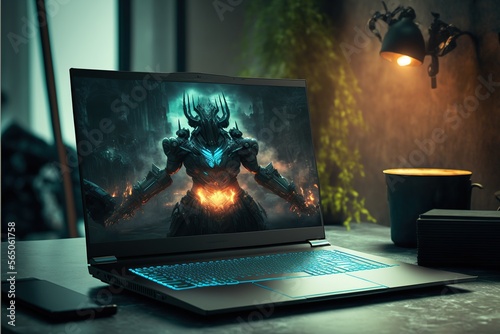 Plakat Abstract Electronic gaming laptop Background, Technology Office background,Generative ai 