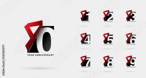 40th anniversary set 41 42 43 44 45 46 47 48 49 vector template. Design for birthday celebration, greeting card and invitation card. photo