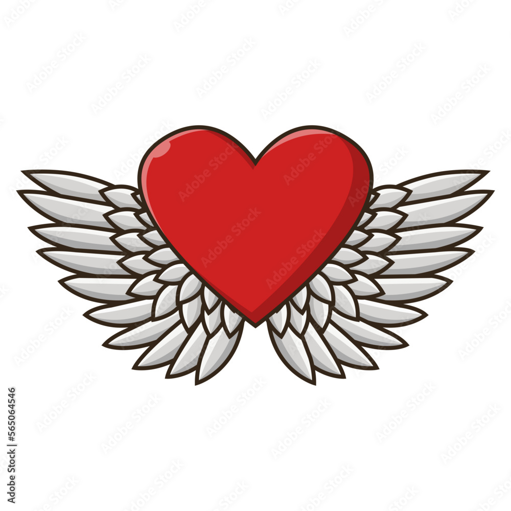 Fototapeta premium heart with wings icon illustration