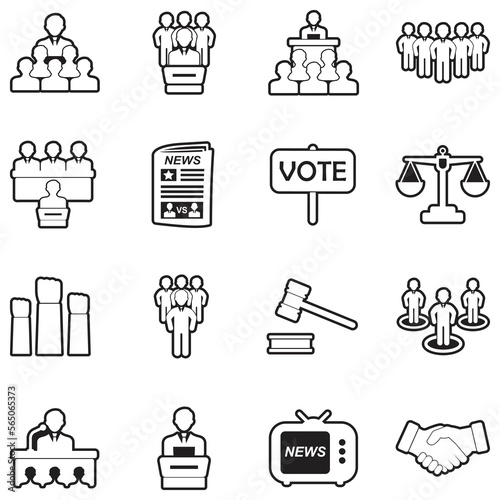 Politician Icons. Line With Fill Design. Vector Illustration.
