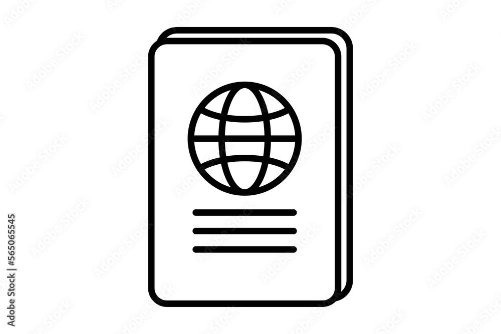 Passport icon illustration. icon related to tourism, travel. Line icon style. Simple vector design editable Passport icon illustration. icon related to tourism, travel. Line icon style. Simple vector design editable