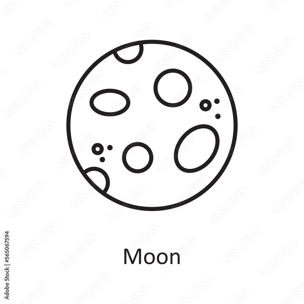Moon Vector Outline Icon Design illustration. Space Symbol on White background EPS 10 File Moon Vector Outline Icon Design illustration. Space Symbol on White background EPS 10 File