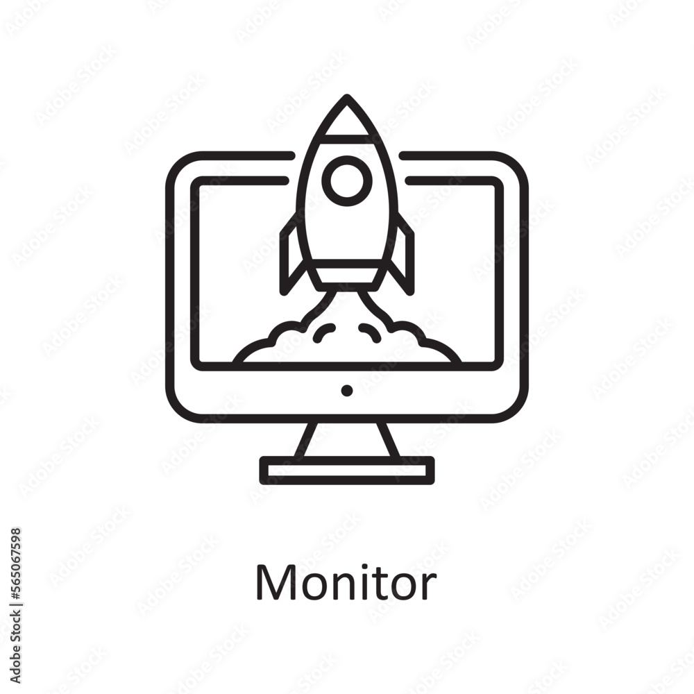 Monitor Vector Outline Icon Design illustration. Space Symbol on White background EPS 10 File