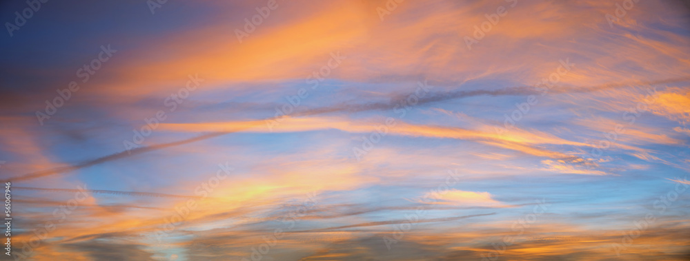 colorful sunset sky with beautiful cloud pattern