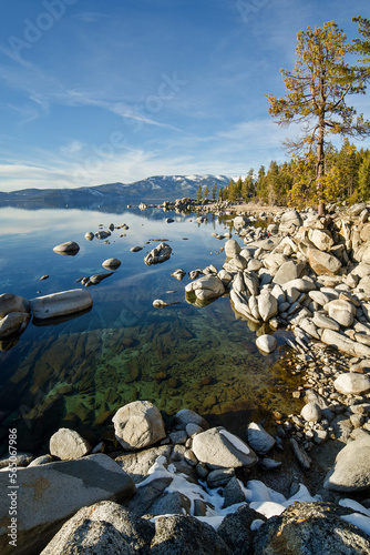 Landscape, Nature, Outdoors, Adventure View of an Alpine Lake in California United States Tahoe
