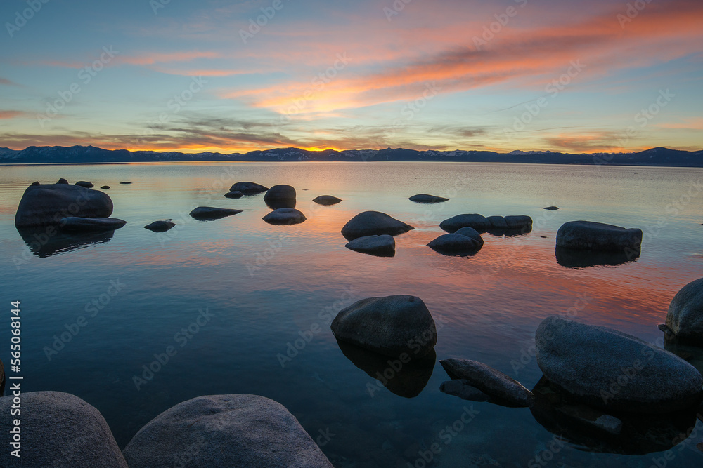 Landscape, Nature, Outdoors, Adventure View of an Alpine Lake in California United States Tahoe