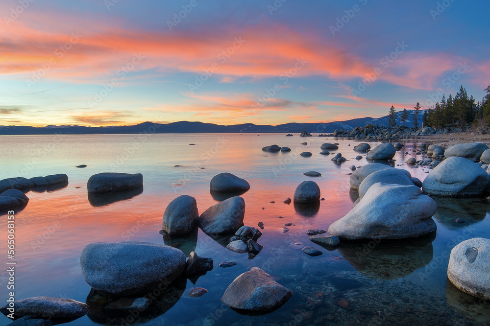 Landscape, Nature, Outdoors, Adventure View of an Alpine Lake in California United States Tahoe