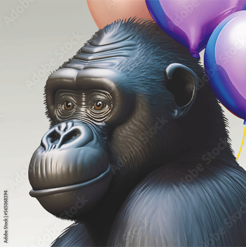 Gorilla mit Luftballons, Illustration