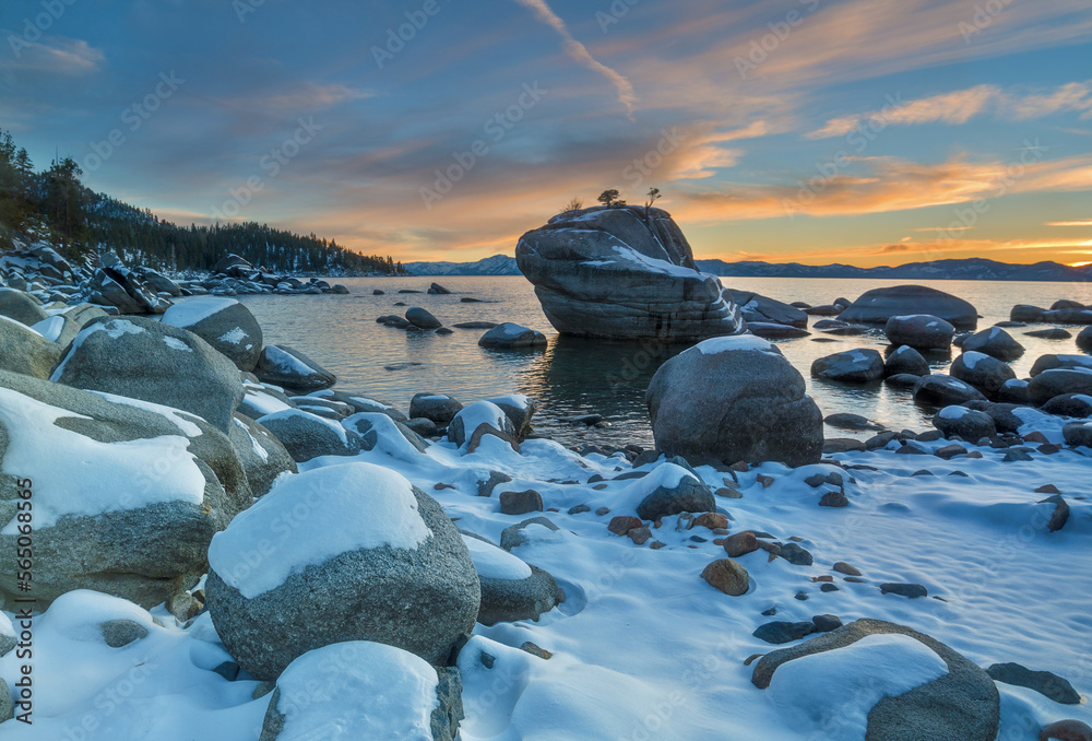 Landscape, Nature, Outdoors, Adventure View of an Alpine Lake in California United States Tahoe