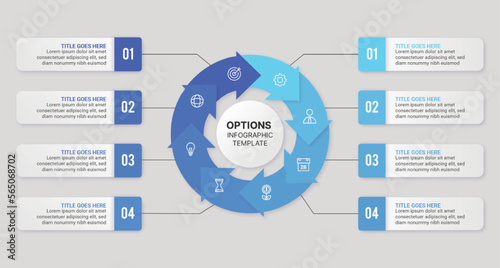 Circle Round Business Infographic Design Template with 8 Options
