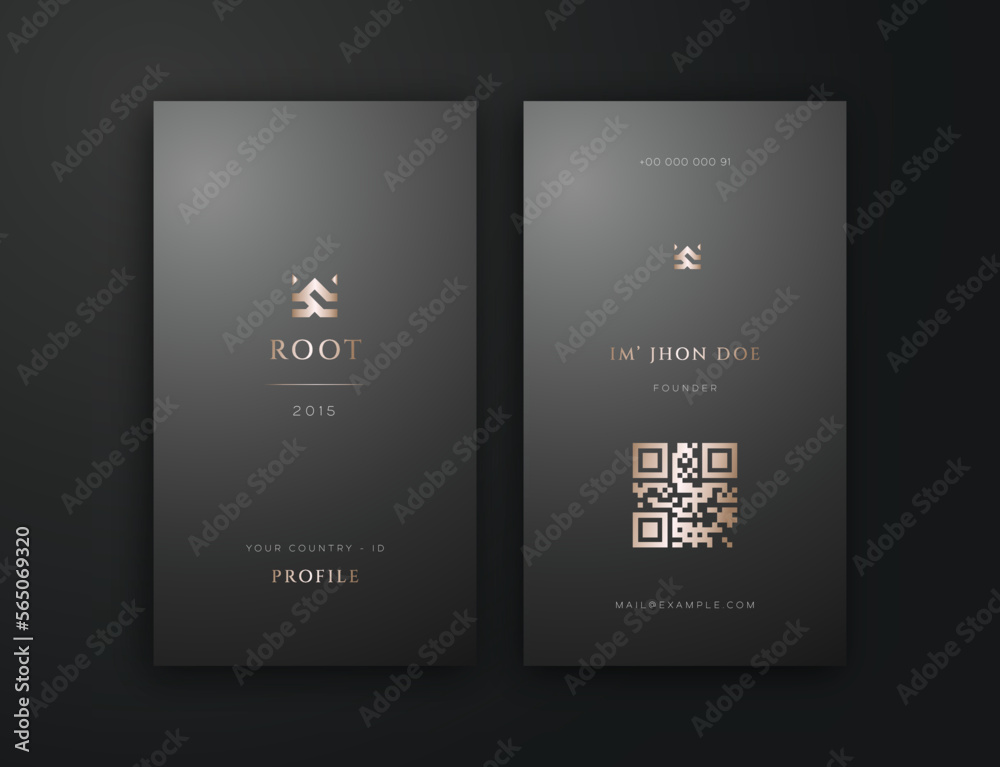 Vertical Business Card Editable Template	