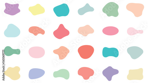 Blob shape organic set. Fluid cooler blob shape vector for abstract design.Irregular random minimal blob form. Abstract watery forms template. Organic blobs set icon on white background.