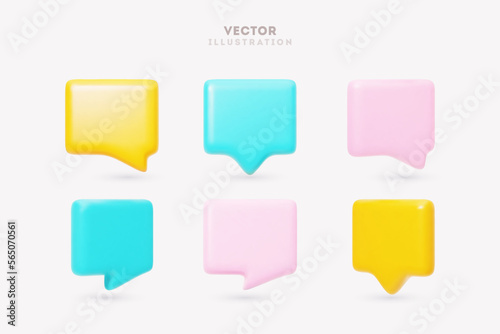 3d vector set of different speech bubbles on white background