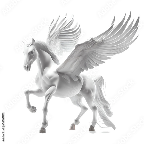 Pegasus in White Winged Fables in a transparent background. AI-generative.