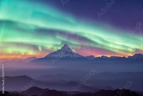 Nepal landscape with beautiful northern light at golden hour © sunilmanandhar