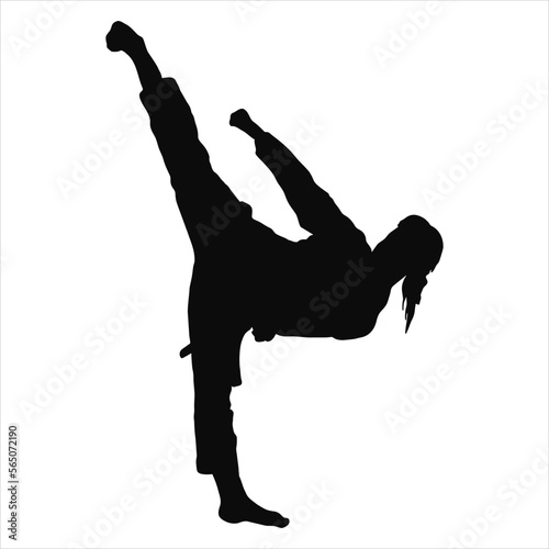 karate kick silhouette logo vector