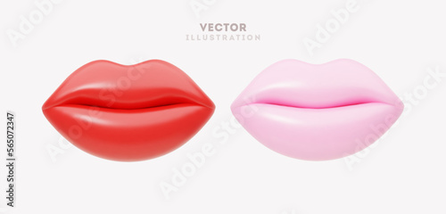 3d vector illustration with heart shape elements. Valentine's day romantic icons