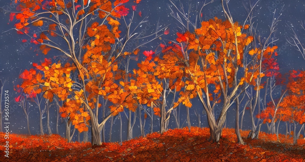 秋の紅葉した森の背景_46