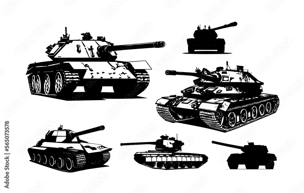 Transparent Tank Vector Illustration Set
