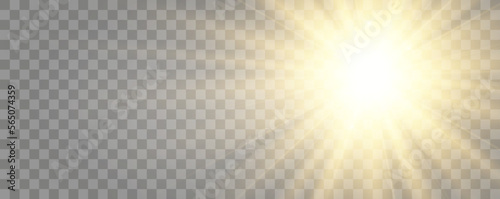  Bright beautiful star.Illustration of a light effect on a transparent background. 