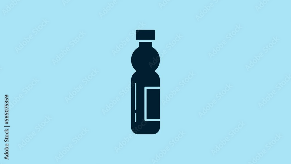 Blue Bottle of water icon isolated on blue background. Soda aqua drink sign. 4K Video motion graphic animation Blue Bottle of water icon isolated on blue background. Soda aqua drink sign. 4K Video motion graphic animation