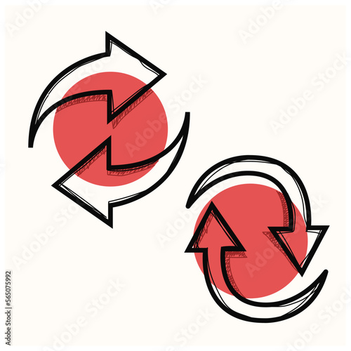 double reverse circular swap arrow icon doodle illustration vector