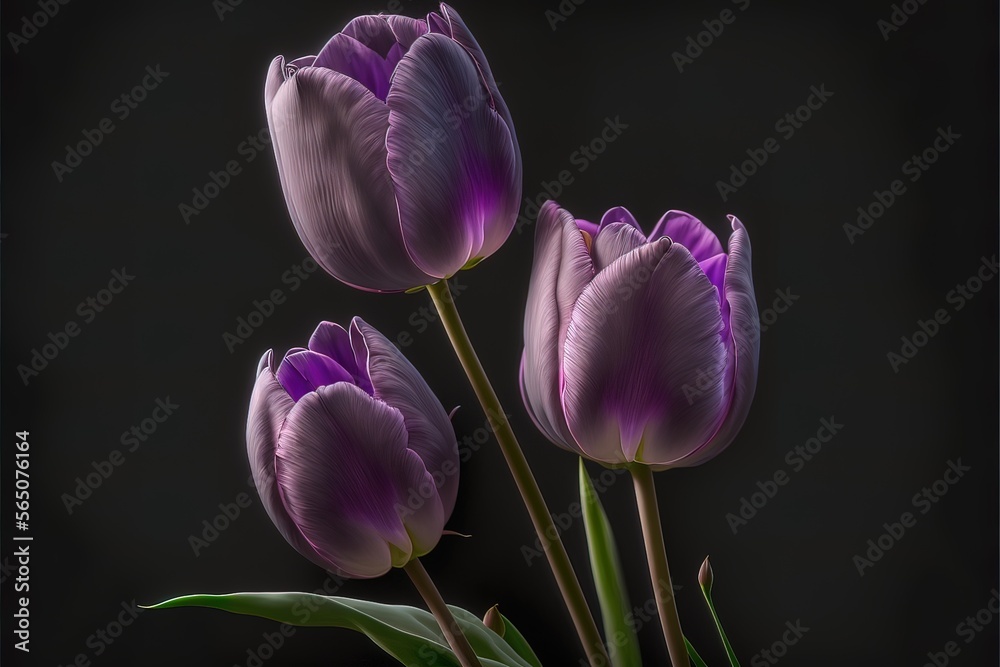 Purple spring tulips. Luxurious purple flowers. AI Purple spring tulips. Luxurious purple flowers. AI