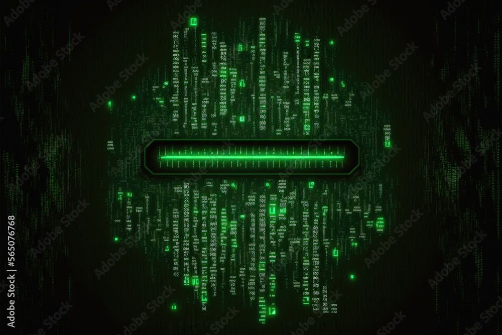 binary code 0 1 cyber technology on dark green background. Generative AI